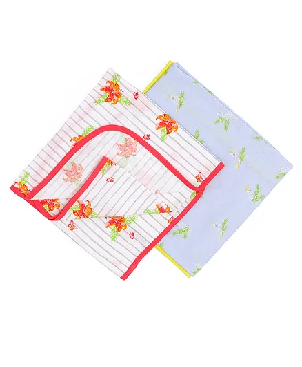 Mi Arcus Organic Cotton Muslin Cuddles Parrot Print Swaddle Wrap Pack of 2 - Multicolor