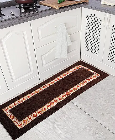 Saral Home Soft Cotton & Canvas Printed Multi Purpose Runner - Brown