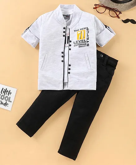 Dapper Dudes Full Sleeves Printed Jacket With Tee & Pants - White