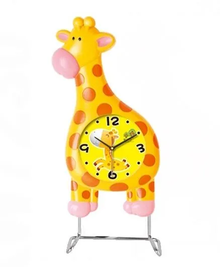 EZ Life Giraffe With Pendulum Kids Desk Clock - Yellow