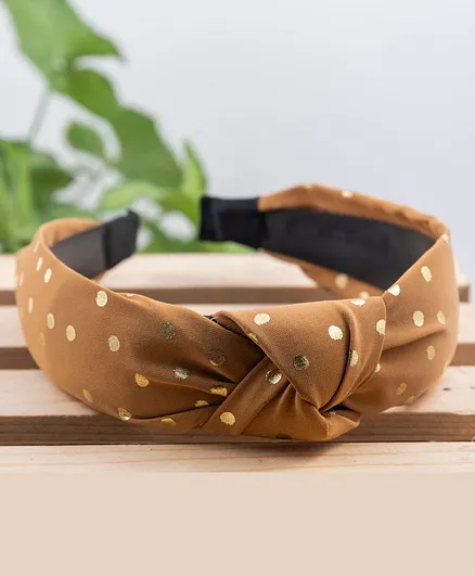 Jewelz Dots Print Hair Band - Brown