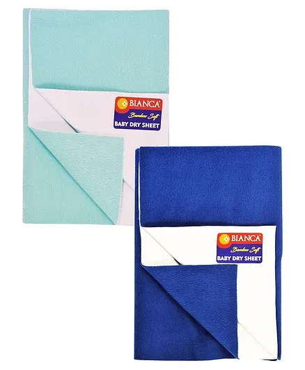 Bianca Waterproof & Breathable Bamboo Feel Baby Dry Sheet & Mattress Protector Large Pack of 2 - Blue Sea Green