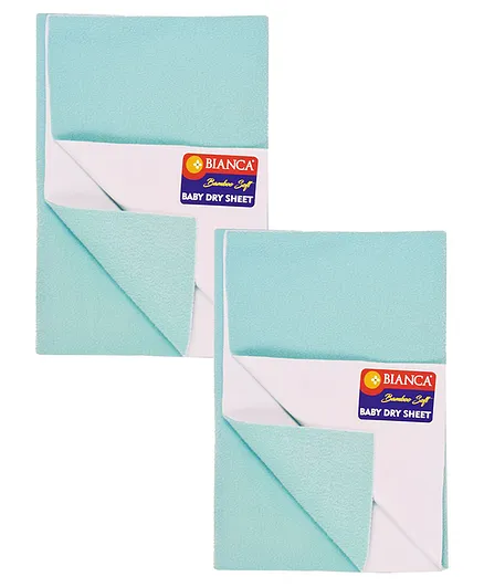 Bianca Waterproof & Breathable Bamboo Feel Baby Dry Sheet & Mattress Protector Large Pack of 2 - Sea Green