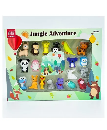 SVE Jungle Animal Erasers Pack of 17 - Multicolour