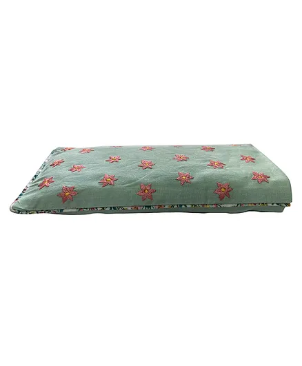 KANYOGA Cotton Anti Stress Eye Pillow Floral Embroidered Print - Peach