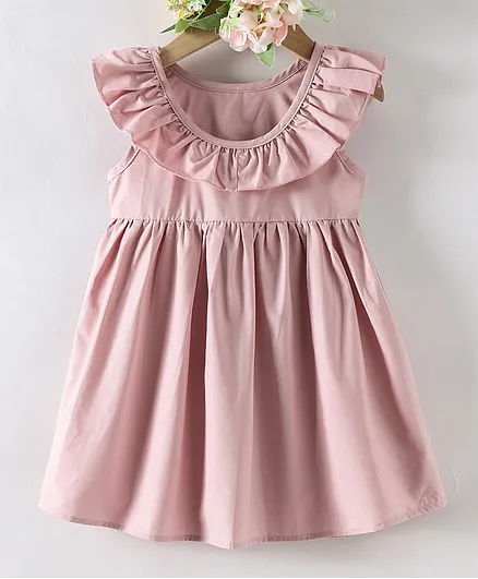Kookie Kids Sleeveless Frock Solid - Pink