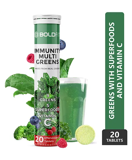 Boldfit Immunity Multi Greens Effervescent Health Supplement - 20 Tablets