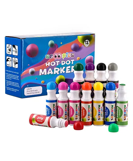 SCOOBIES Dot Markers Multicolour - 12 Pieces