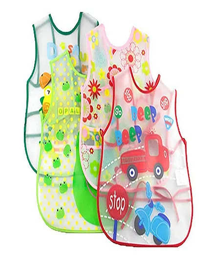 Koochie Koo Waterproof Quick Dry Sleeveless Printed Bibs Apron Pack of 2 - Multicolour