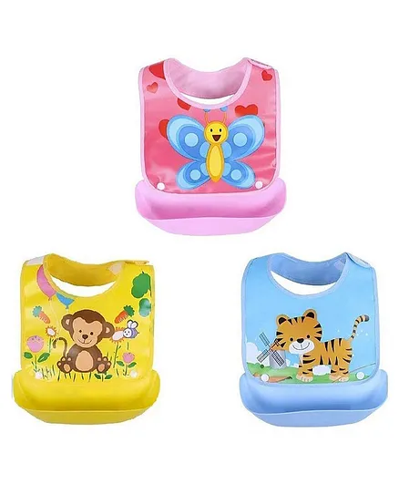 Koochie Koo Waterproof Quick Dry Feeding Bib Pack Of 3 - Multicolor