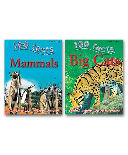100 Facts Mammals And 100 Facts Big Cats Encyclopedia Books Pack of 2 - English