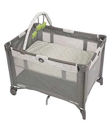 Graco Pack N Play Crib and Playard with Overhead Toy Bar - Grey