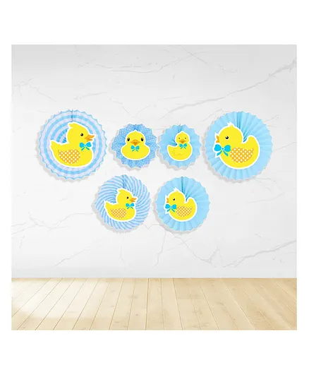 Untumble Duck Themed Paper Fans Multicolor - Pack Of 6