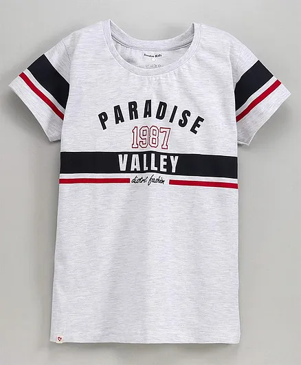Sundae Kids Half Sleeves Top Text Print - Grey