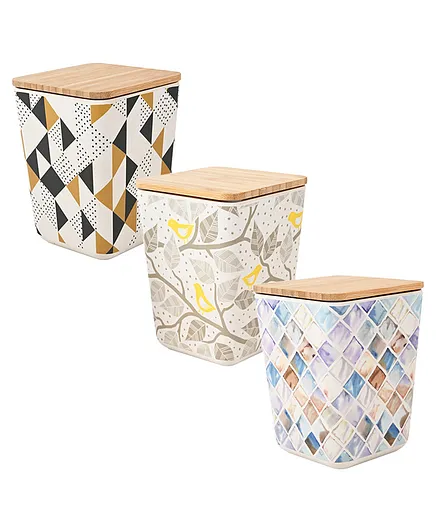 Earthism Eco Friendly Bamboo Fibre Canister Pack Of 3 - Multicolor