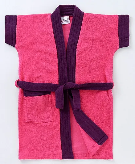 BUMZEE Half Sleeves Bathrobe - Pink & Purple