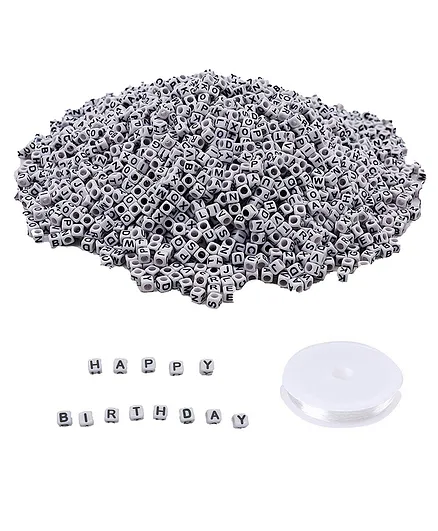 SYGA Alphabet Square Beads Jewellery Making Kit Black White - 3000 Pieces
