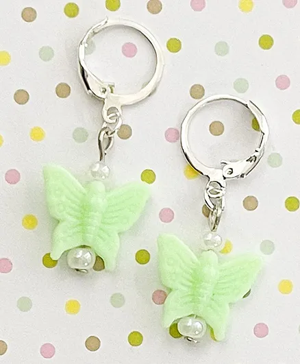 Bobbles & Scallops Drop Butterfly Earrings - Green