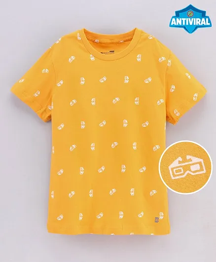 Proteens - Bodycare Half Sleeves T-Shirt Glasses Print - Yellow