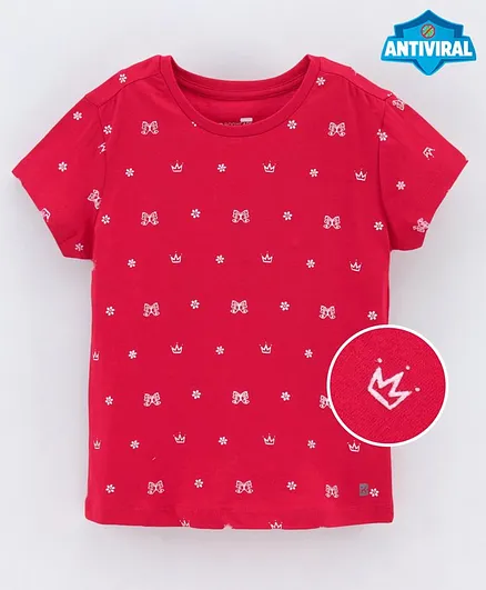 Proteen - Bodycare Half Sleeves Tee Crown Print - Red
