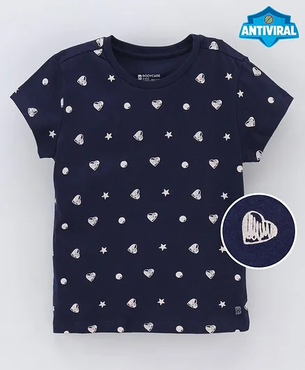 Proteen - Bodycare Half Sleeves Tee Heart Print - Navy