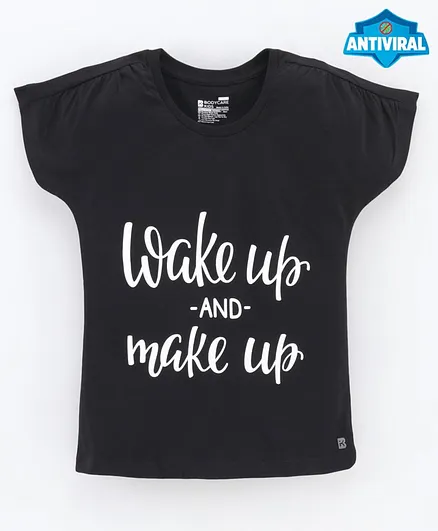 Proteen - Bodycare Short Sleeves Anti Viral Tee Text Print - Black