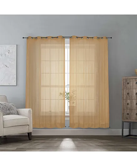 Hippo Eyelet Curtain Pack of 2 Beige - 9 ft x 4.5 ft
