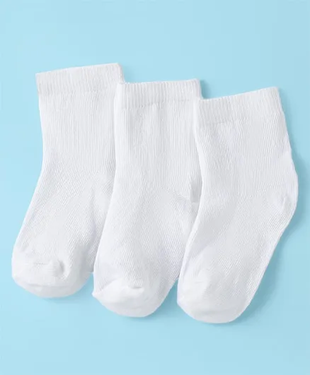 Cute Walk by Babyhug Ankle Length Antibacterial Cotton Socks Pack Of 3 - White