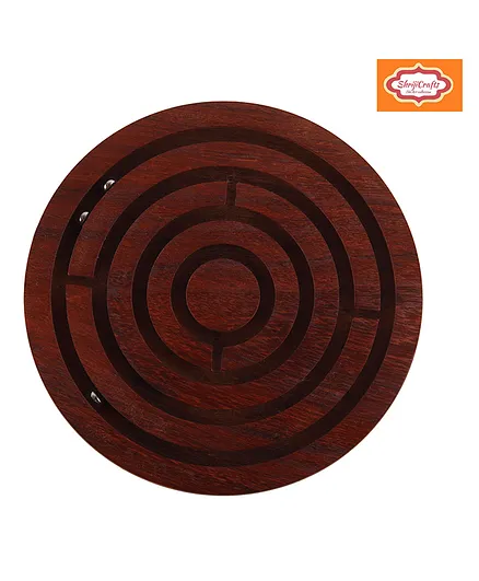 ShrijiCrafts Wooden Labyrinth Ball Maze Puzzle Game - Brown
