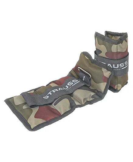 Strauss Rectangle Shape Ankle And Wrist Weight 500 gm Pack Of 2 Camouflage Print - Grey