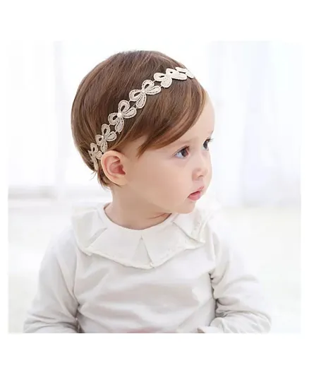 Ziory Twisted Headband Bow Design - White