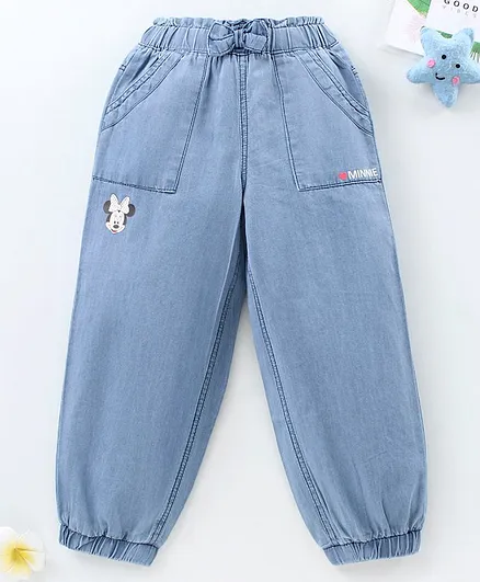 Disney by Babyhug Full Length Jeans Minnie Mouse Print- Blue