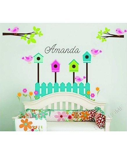 Syga Cartoon Bird House Decals Design Wall Stickers - Multicolour