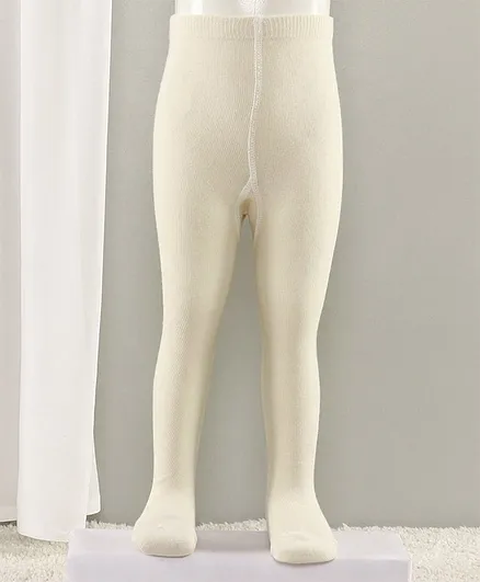 Cute Walk by Babyhug Full Length Anti-Bacterial Solid Tights - Off White