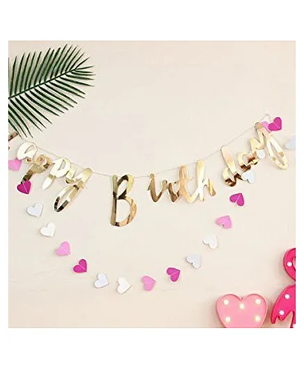 Bubble Trouble Happy Birthday Banner Gold Letters Thirty Mermaid Fortnite Jungle Decor Sign Supplies 13 Letters - Multicolour