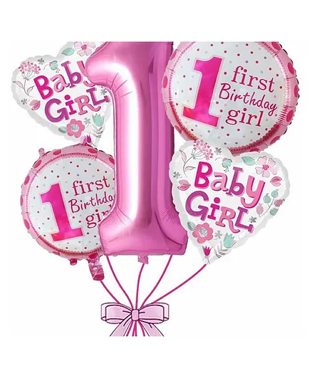 Bubble Trouble St Birthday Star Girl Foil Rubber Balloon Set Pink - Pack Of 5