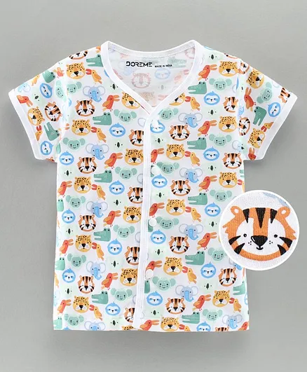 Doreme Half Sleeves Vest Jungle Print - Multicolor