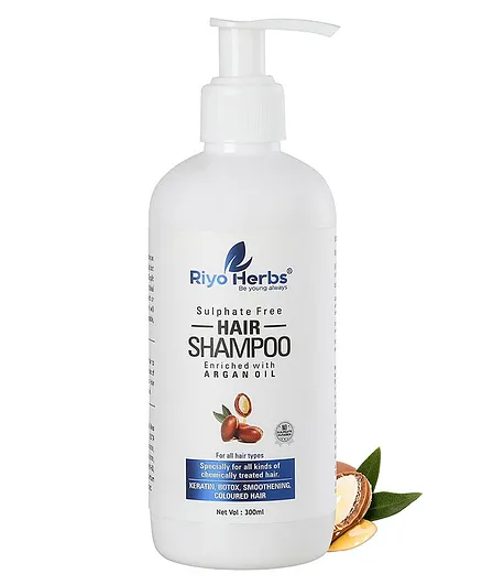 Riyo Herbs Argan Oil Enriched Sulphate Free Organic Shampoo For Damaged Dry And Frizzy Hair - 300 ml
