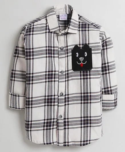 Polka Tots Full Sleeves Checked Shirt - Cream