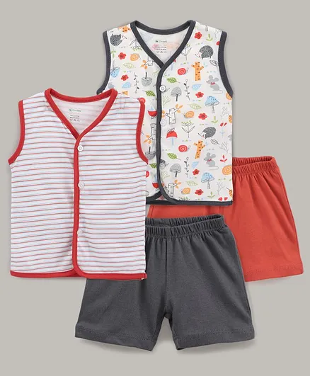 OHMS Sleeveless Shorts Set Printed Pack of 2- Multicolor