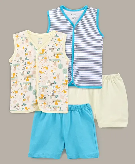 OHMS Sleeveless Shorts Set Printed Pack of 2- Multicolor
