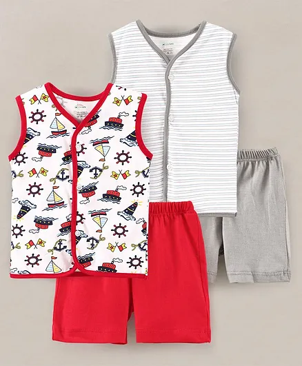 OHMS Sleeveless Shorts Set Printed Pack of 2- Multicolor