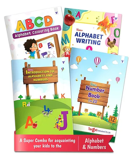 ABCD Alphabet Colouring Book Blossom Alphabet Writing Capital Letter B Introduction to Alphabet and Numbers Nurture Number Book B 1 to 20 Nursery Books Pack of 4 - English