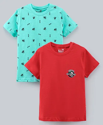 Proteens - Bodycare Half Sleeves T-Shirts Multi Print Pack Of 2 - Red Blue