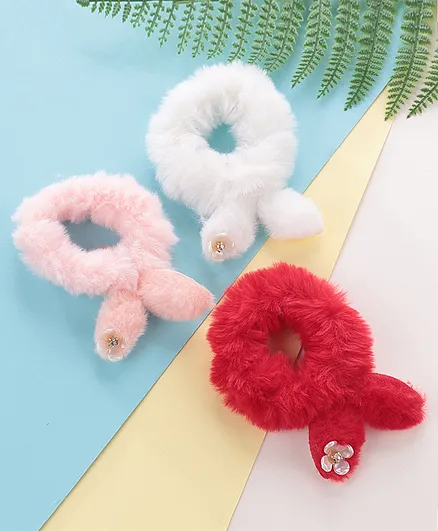 Pine Kids Floral Applique Scrunchies Pack Of 3 - Multicolour