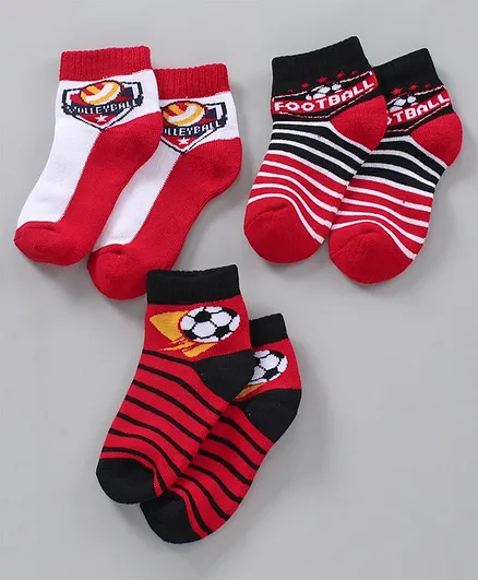 Supersox Cotton Ankle Length Socks Stripes Design Pack of 3 - Multicolor