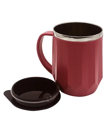 Emob Stainless Steel Ceramic Coating Insulated Mug Maroon - 430 ml