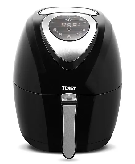 Texet Electric Oilless Air Fryer Black Dual Rack Fry Basket with Stainless Steel Finish and Digital LED Display- 3.2 Litres