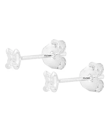 Eloish 92.5 Sterling Silver Small CZ Studded Solitaire Earrings - Silver