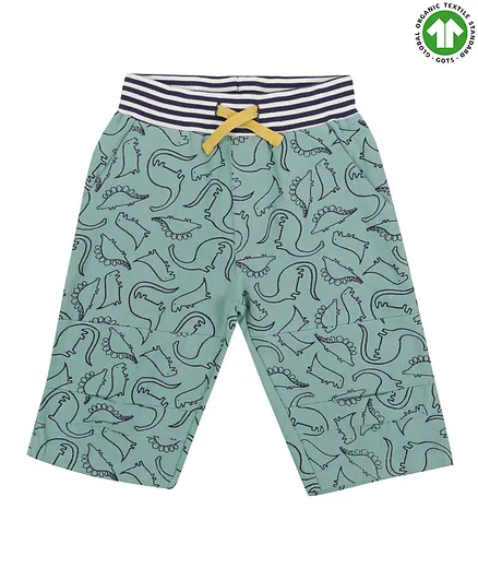 Lilly & Sid Knee Length Shorts Dinosaur Print - Green